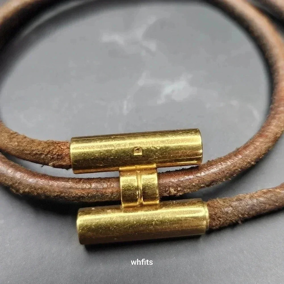 Hermes H Logo brown leather bracelet - Picture 3 of 3
